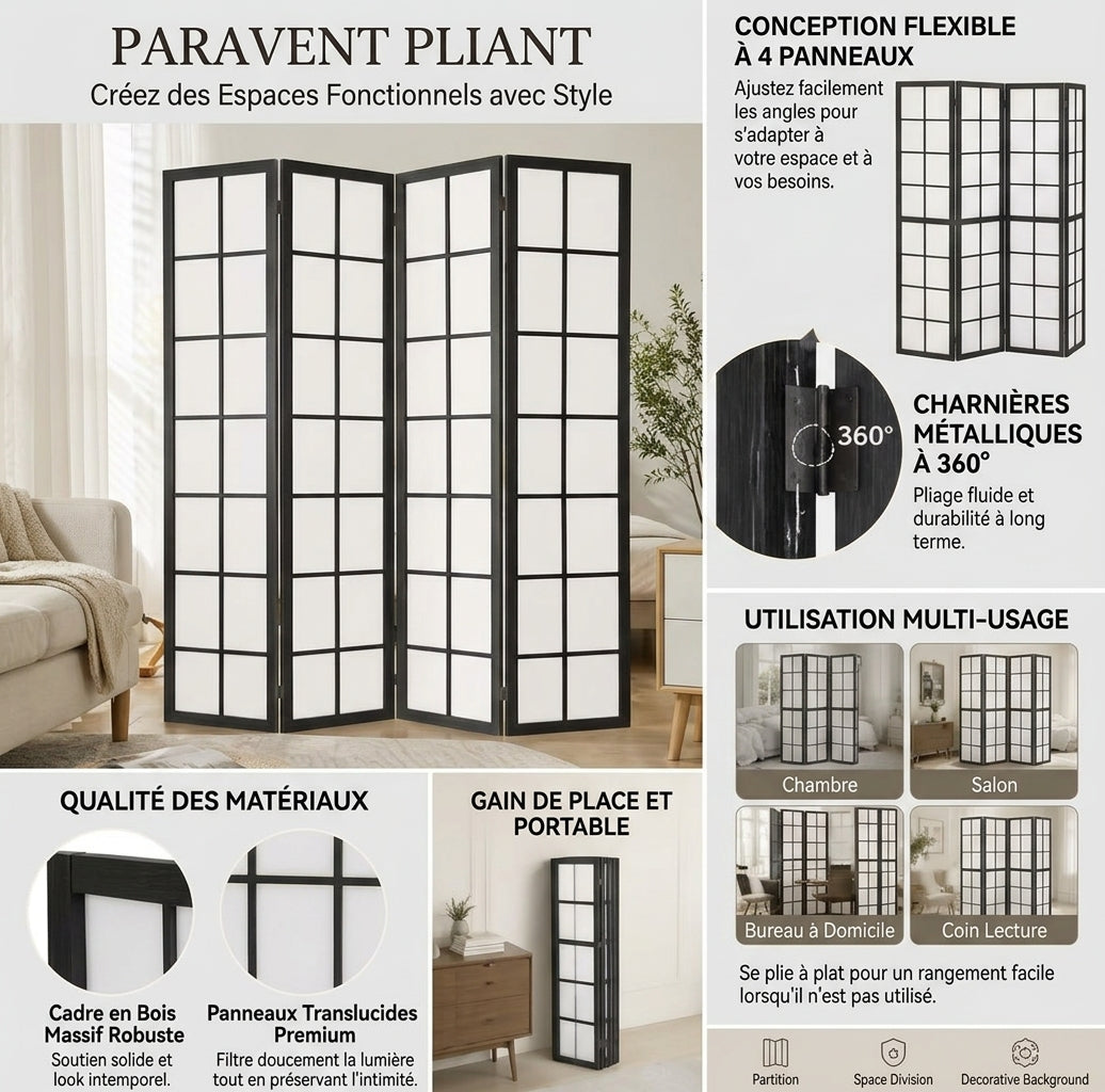 Paravent Bois & Lumière
