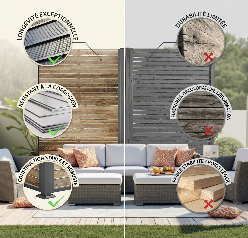 Brise-vue extérieur effet bois – Terrasse & Jardin