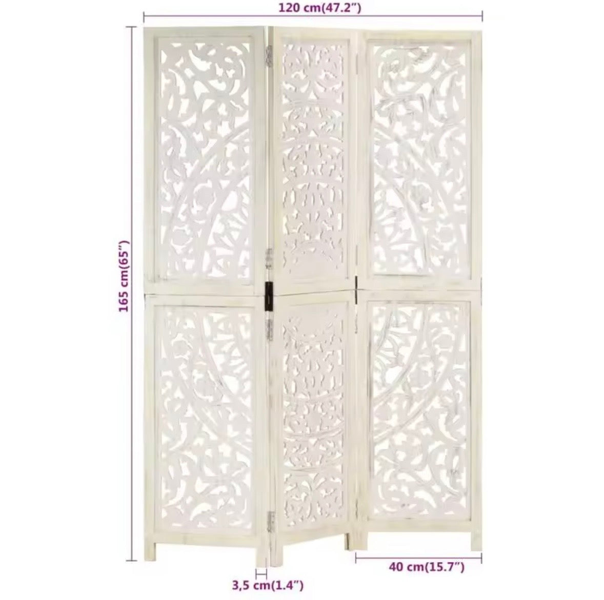 Paravent bois de manguier blanc