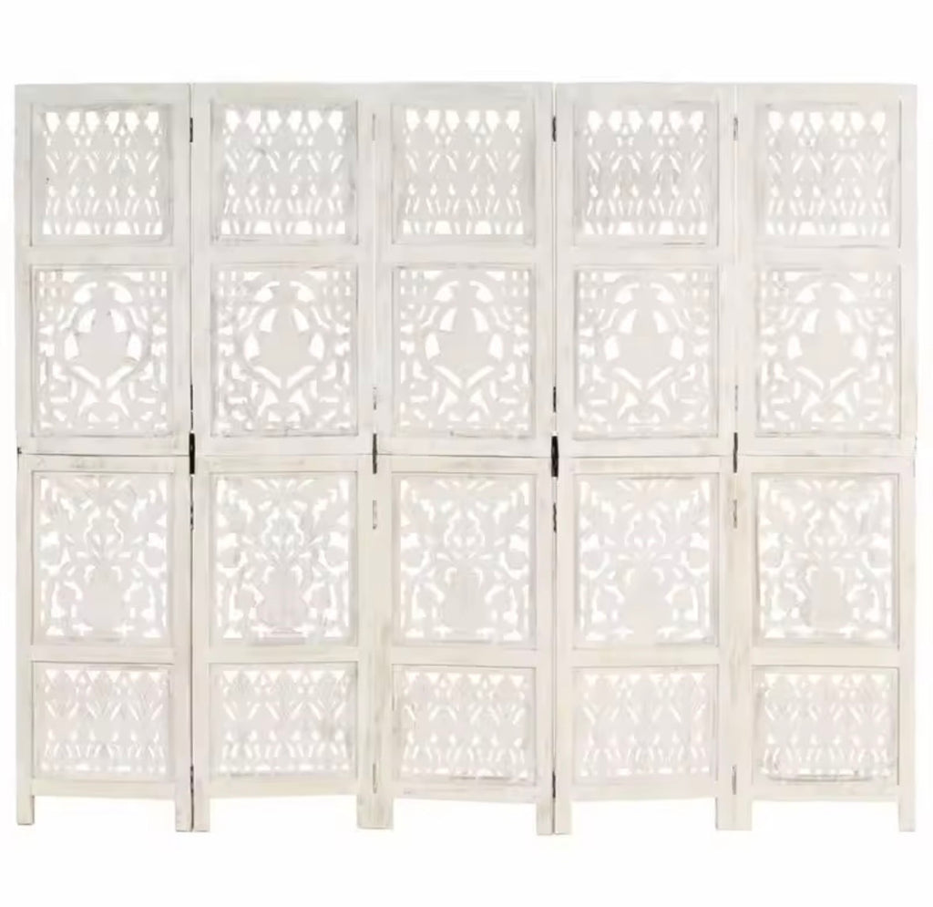 Paravent bois de manguier blanc